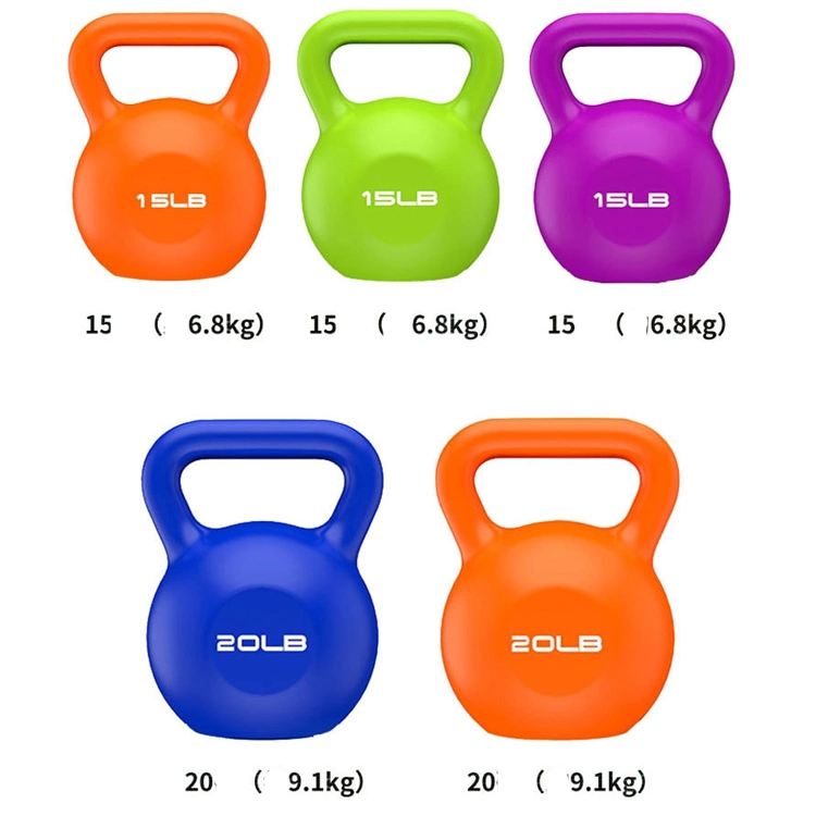 PP 5lb-20lb Colorful Weightlifting Plastic Kettlebell Weights Kettle Bells Fitness Weight Dumbbell for Home Gym Workouts