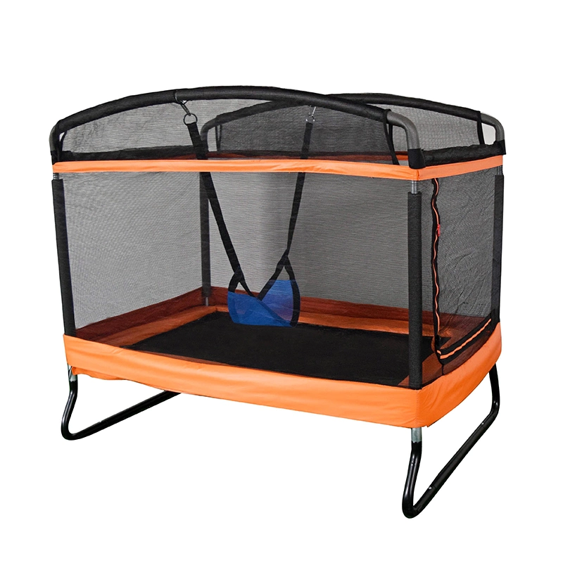 Funjump 4X6FT Toddler Rectangular Trampoline with Safety Net Enclosure