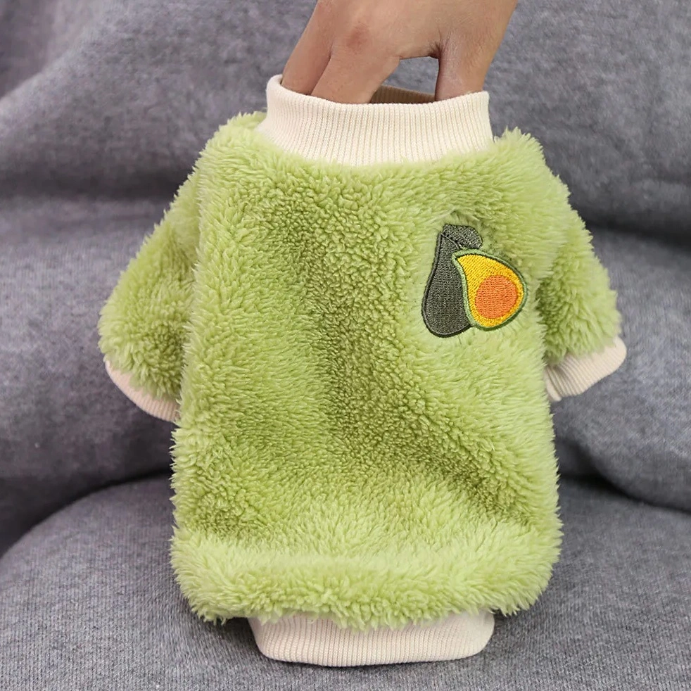 Cómoda ropa de invierno de mascota perro bordado fruta Fruta sudaderas con capucha ropa mascota suave