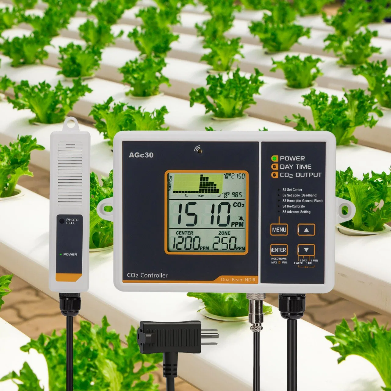 CO2 Controller Carbon Dioxide Monitor Meter Day and Night Control for Grow Room