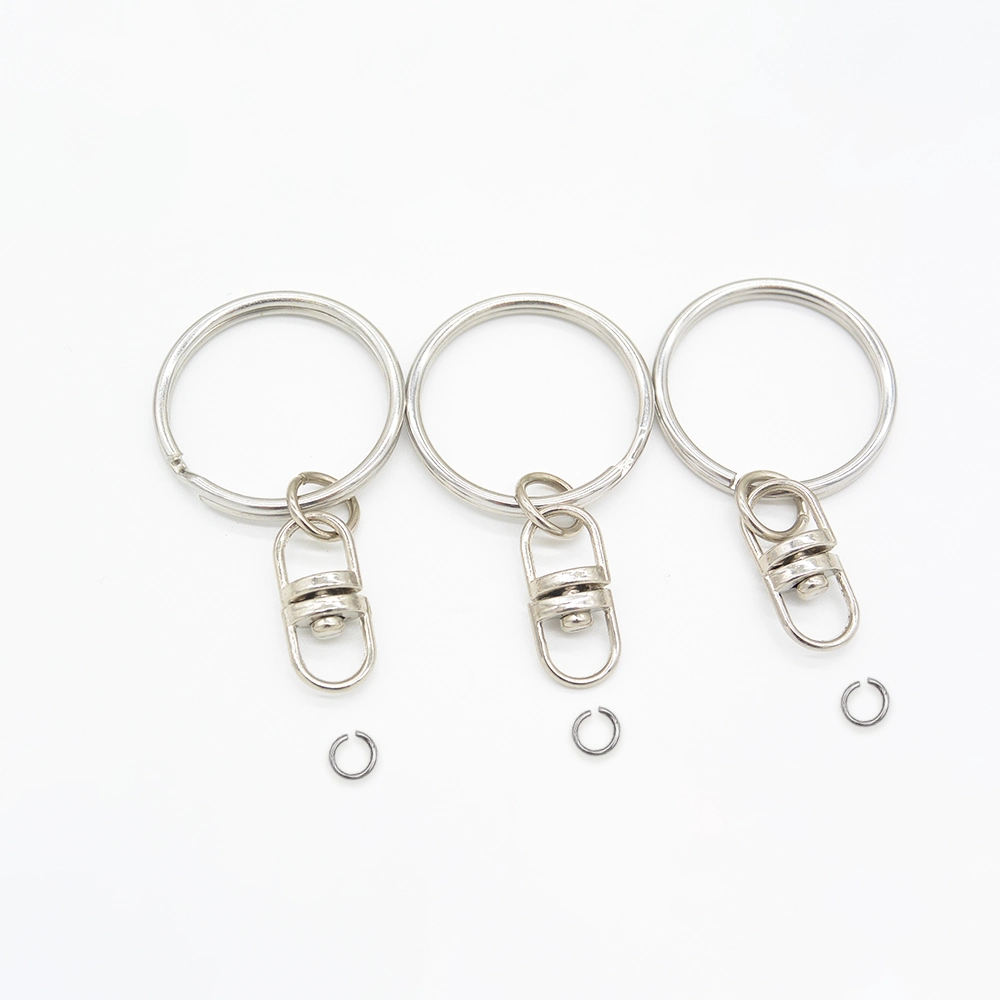 DIY Keychain Parts Silver Iron Nickel Plated 25mm Ring with Eye Eye Swivel Metal Key Chain