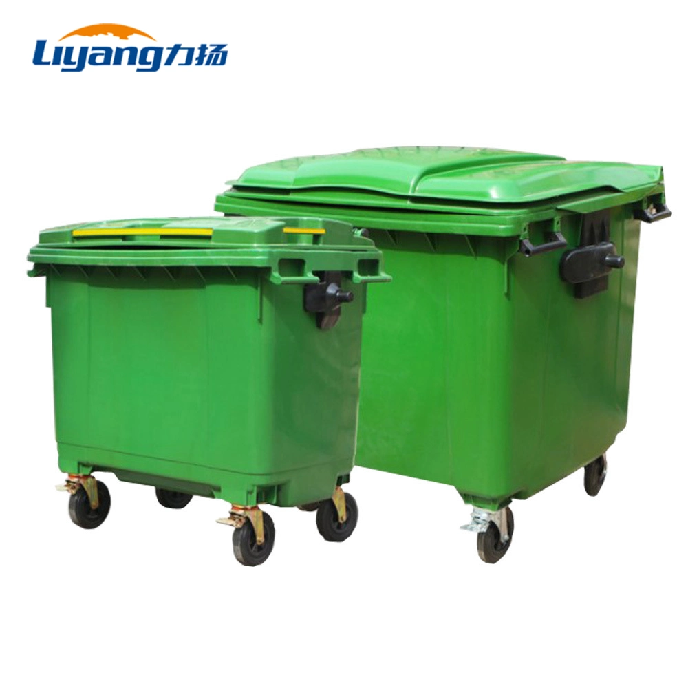 660L/1100L Большая уличная общественная улица HDPE 4 колеса Промышленный пластик Мусорные корзины/мусорные корзины/мусорные корзины с педалью