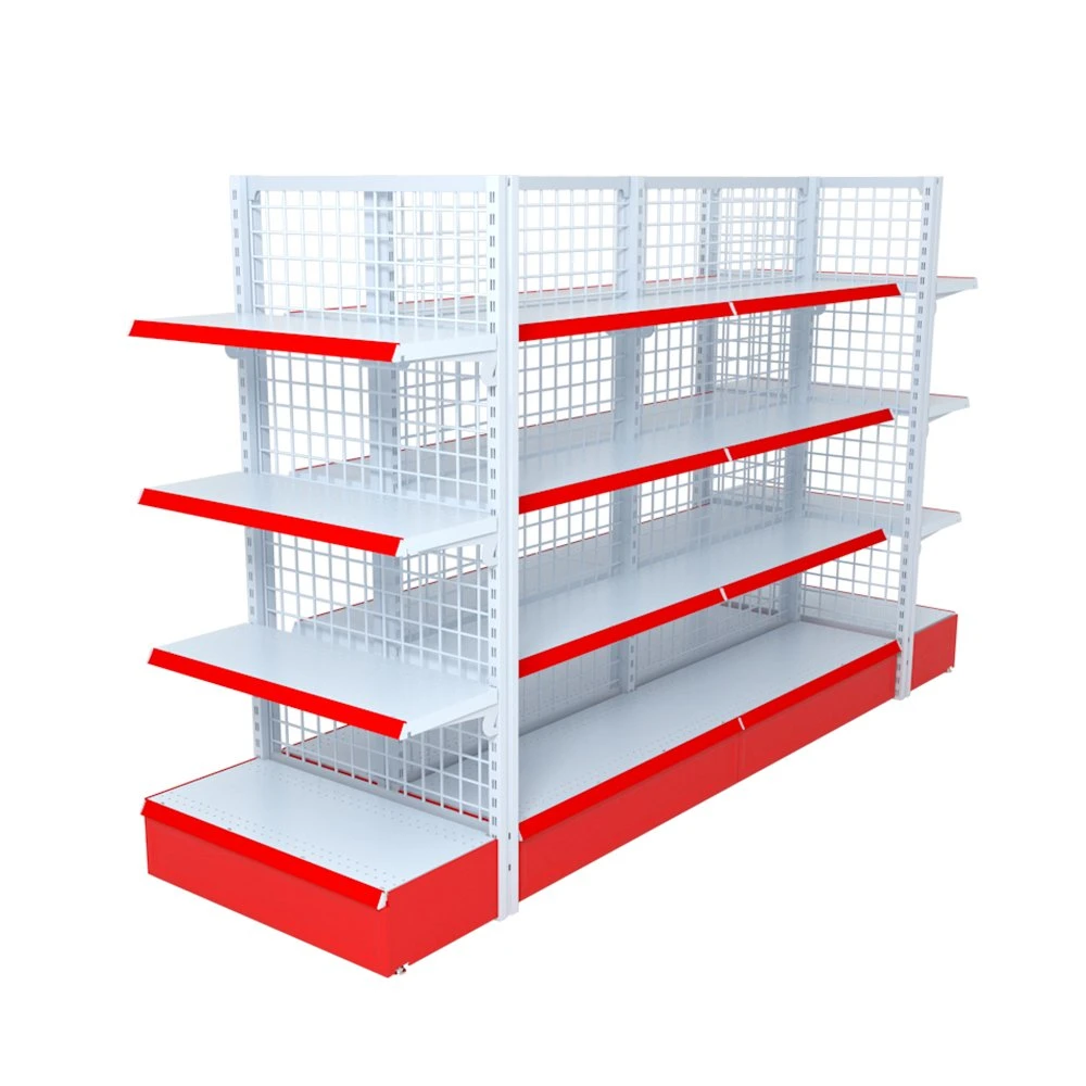 2022 Wire Mesh Gondola Shelving White Supermarket Racks Shelves