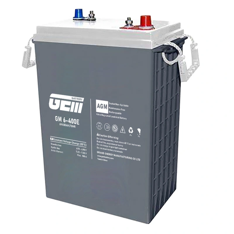 Bateria de fibra de vidro absorvente (AGM) de 6 V, 400 a, recarregável bateria de armazenamento