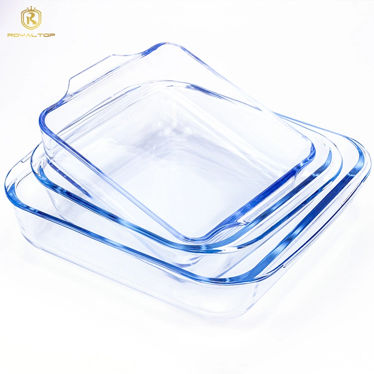 Bakeware Cristal hogar Pan con tapa de silicona