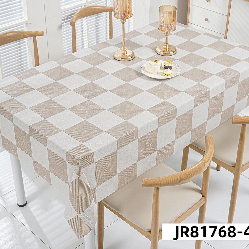 Rectangle Factory Direct Waterproof PVC Table Cloth Polyester