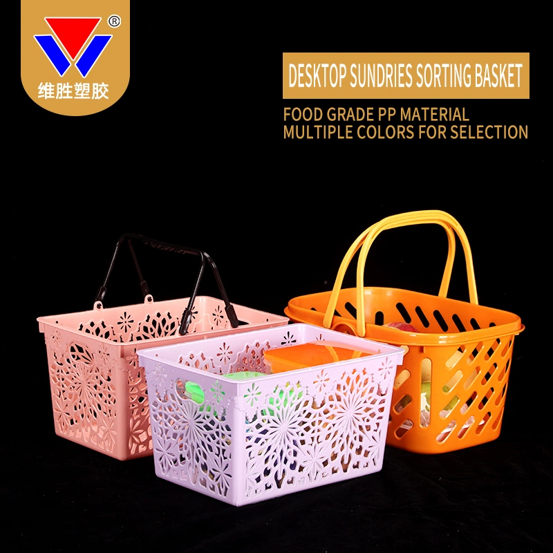 Cesto de Lavandaria portátil cesto de compras de plástico com cesto de fruta vegetal dobrado