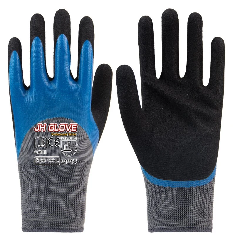 Double Nitrile Sandy Half Coated Gloves Factory Sell Directly