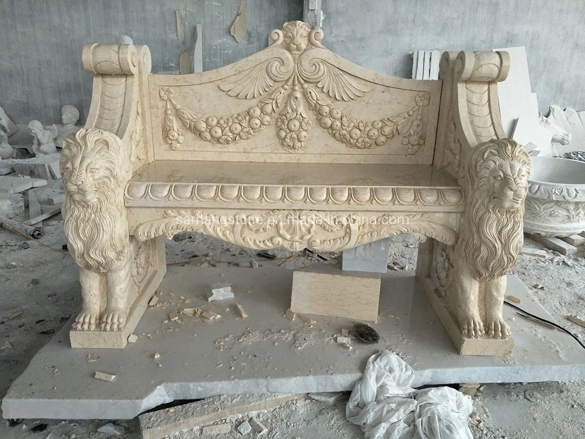 Outstanding Quality Outdoor Decorative Hand Carved Marble Benches Park Marble Bench for Sale