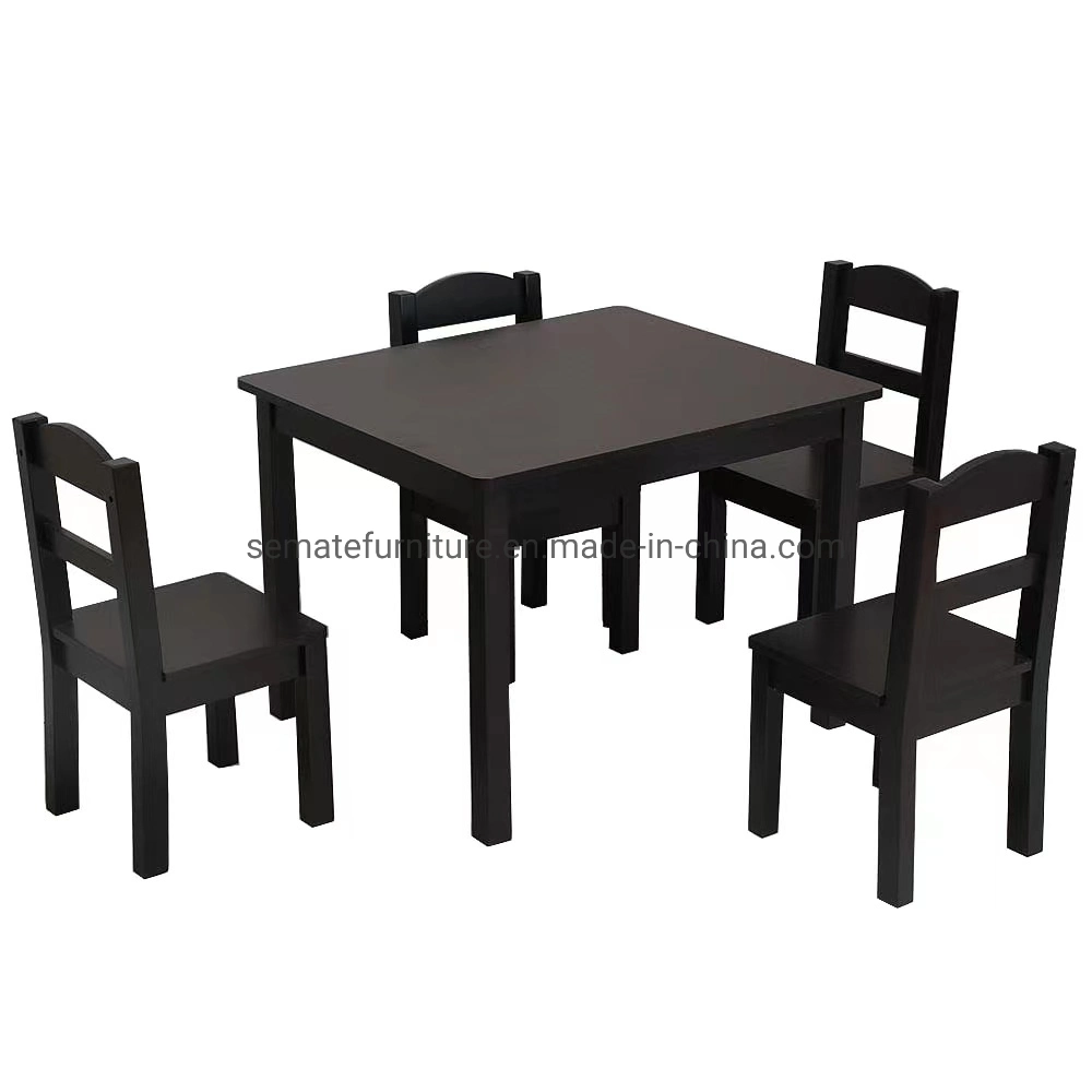 Reasonable Price Wholesale/Supplier Wooden Students Furniture Black Children Desk and 4 Chairs Kid's Table Set of 5