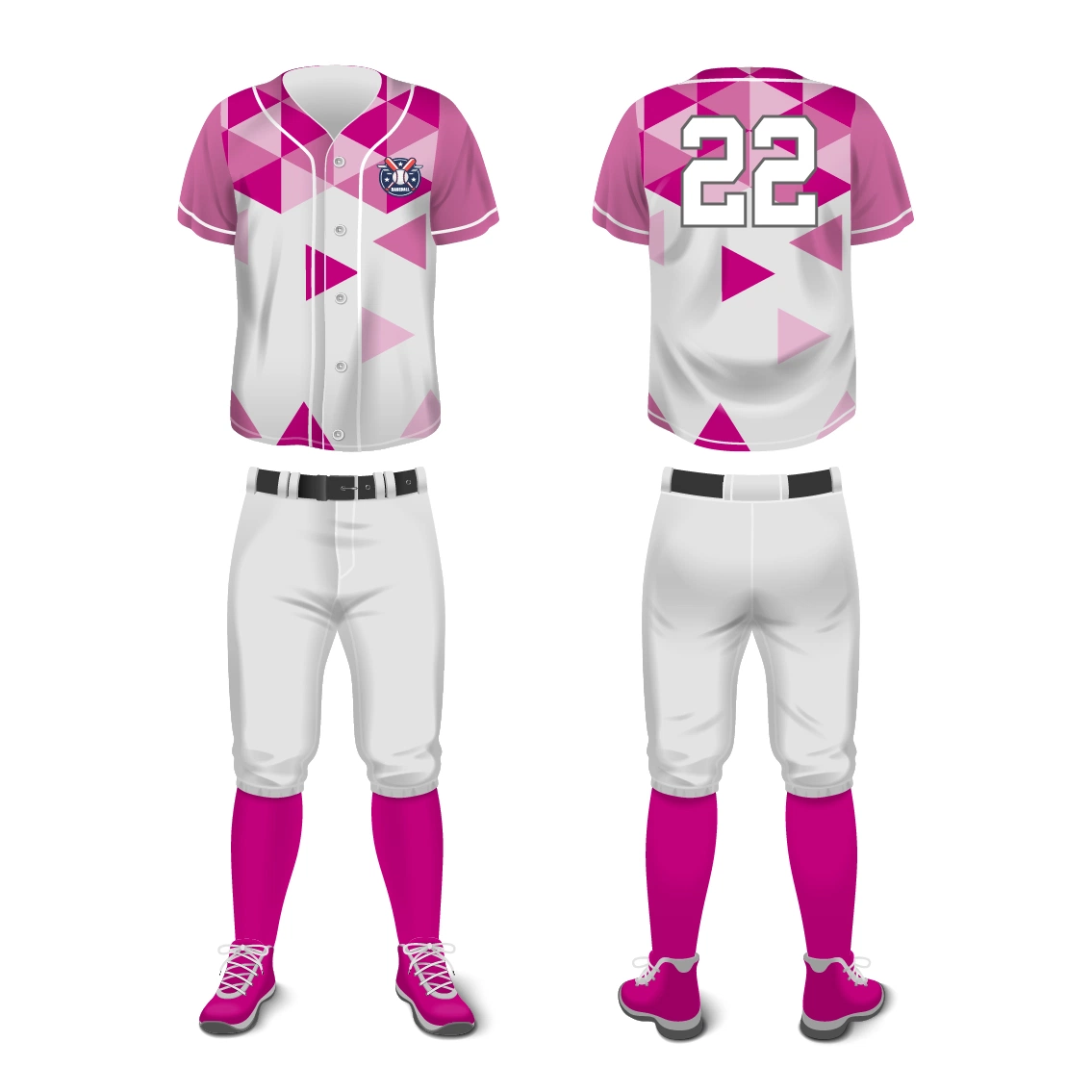 Concevez votre propre ensemble complet de uniformes de baseball softball pour jeunes hommes.