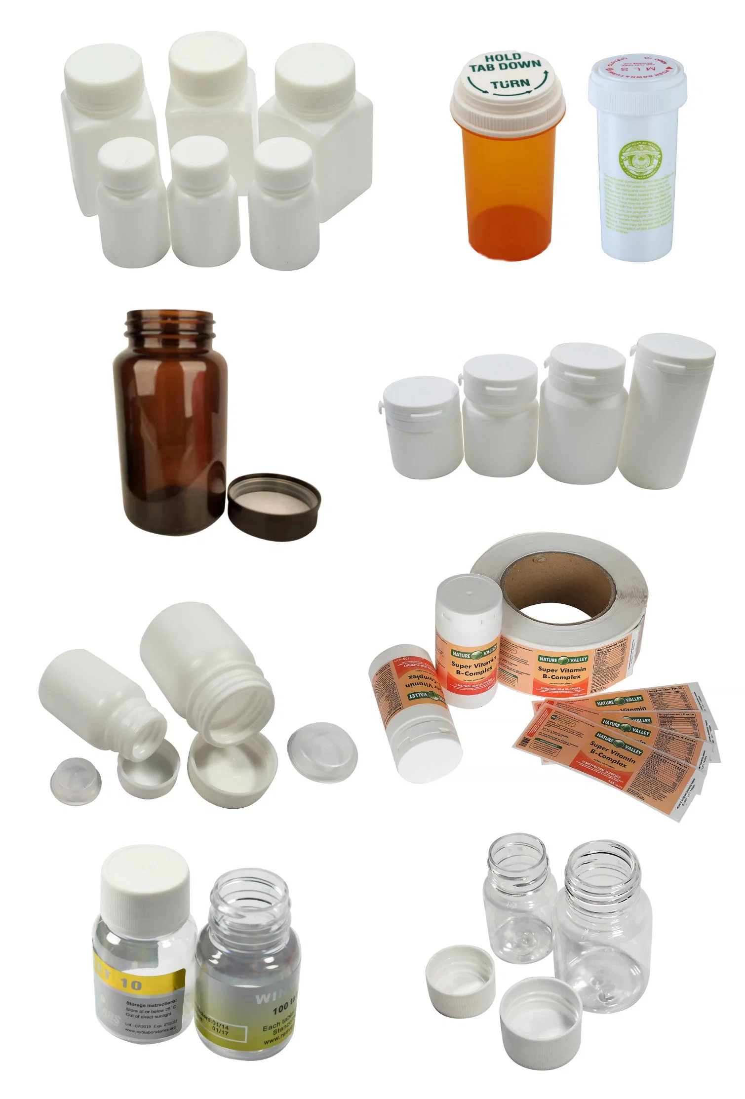 Medicine Plastic Packaging Childrenproof Pet HDPE White Clear Black 15ml/20ml/30ml/100ml Pill Plastic Bottle Capsule Container Pill Bottle for Pharmaceutical