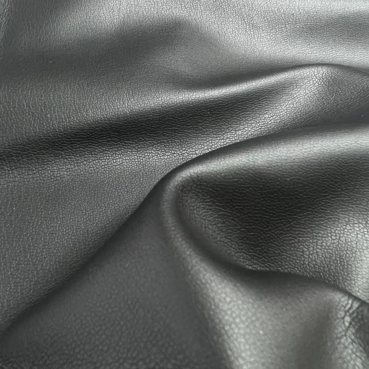 Self Elastane Black Small Lychee Pattern Leatherette 0.7mm Genuine Leather