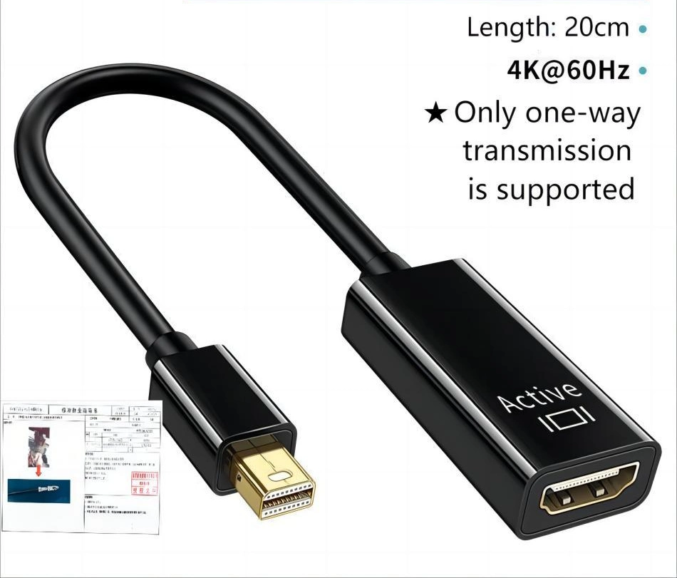 Minidp to HD Computer Adapter Cable for Display Projector 4K 1080P