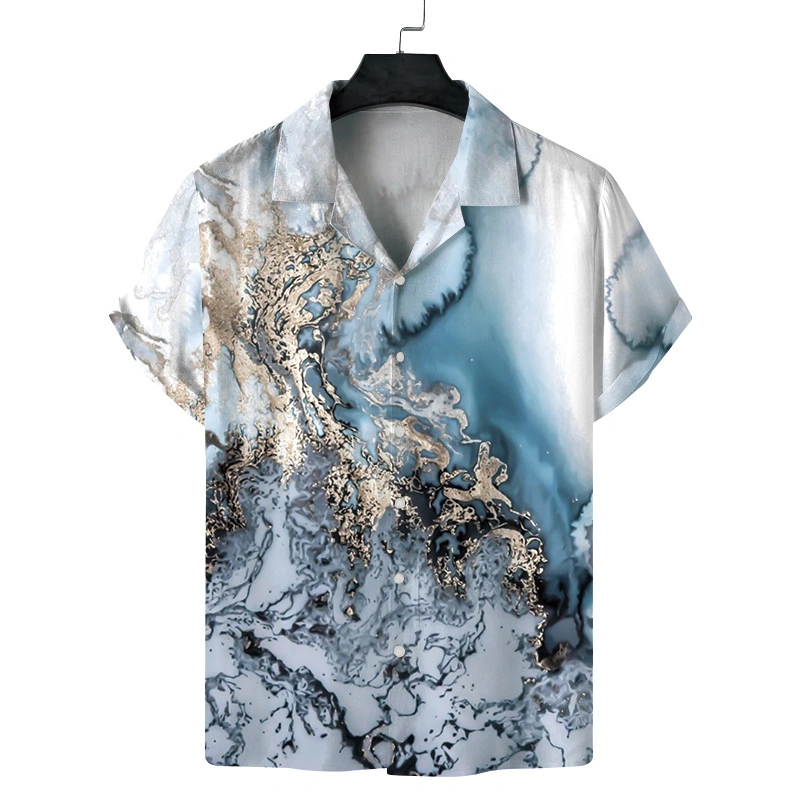 OEM Short Sleeve Men's Shirts Printed Shirt Floral Hawaiian Shirt Rayon Viscose Fashion High quality/High cost performance  Luxury Casual Woven