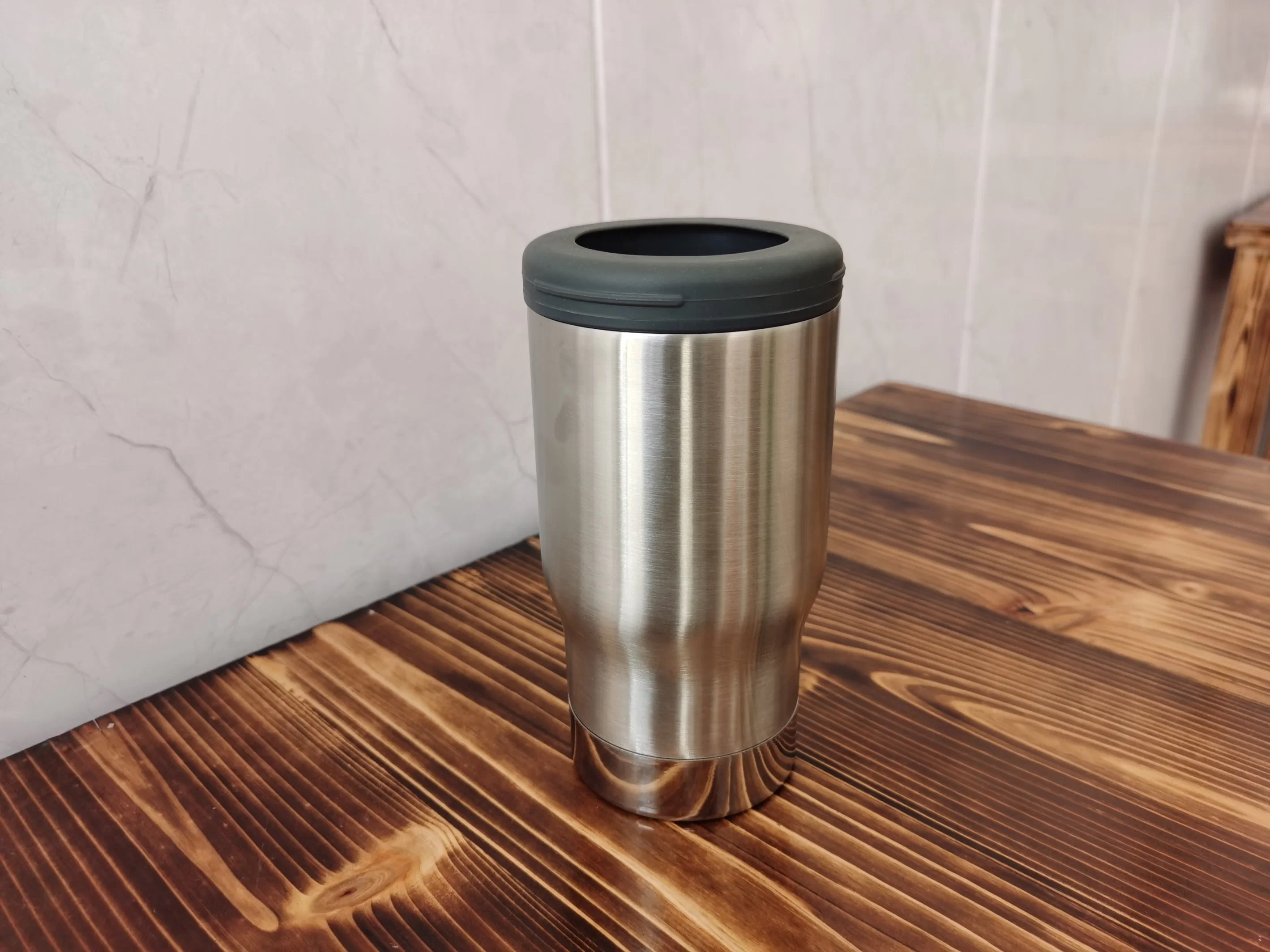 Nuevo Acero inoxidable 304 4 en 1 multifunción 14oz aislado Enfriador de vino con vaso de vacío con fondo abrecartas