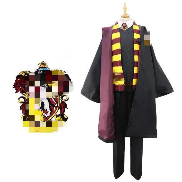 Halloween Costumes Cosplay Anime Harry Robe Magic Wands Black Hat Striped Necktie Scarf Cloak for Adult Kids