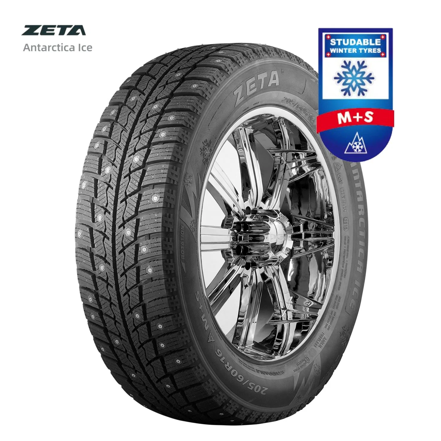 Winter Car Tyre Studable M+S Snow Tire with Spikes China Zeta Pace Brands ECE Approved for Russia 205 55 16 195 65 15