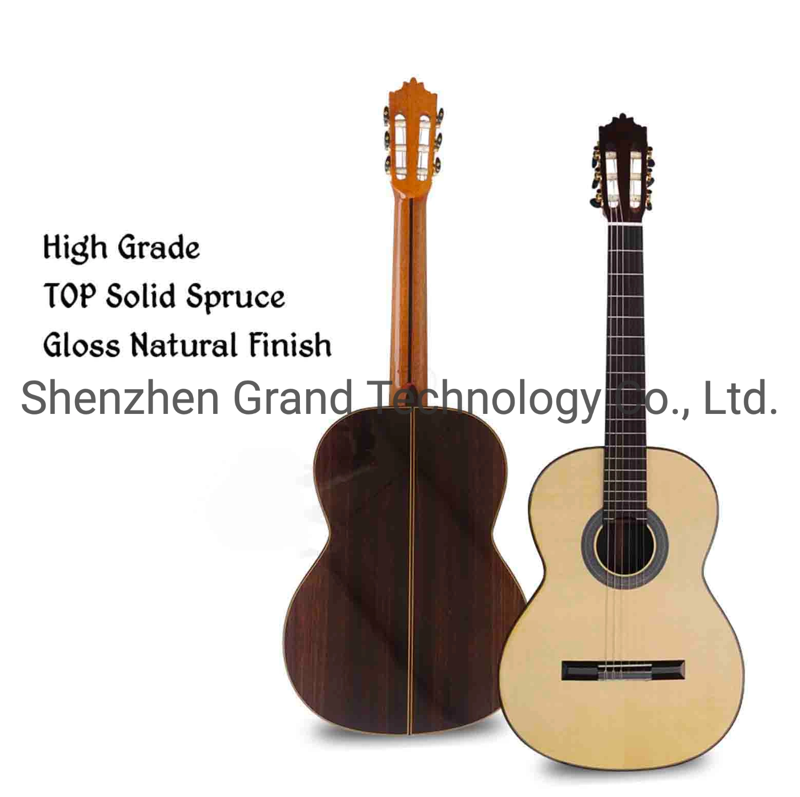 Todos personalizados de madera maciza la guitarra clásica española importadas 3una sólida de Abeto o Cedro alemán de madera de palisandro sólido Reverso