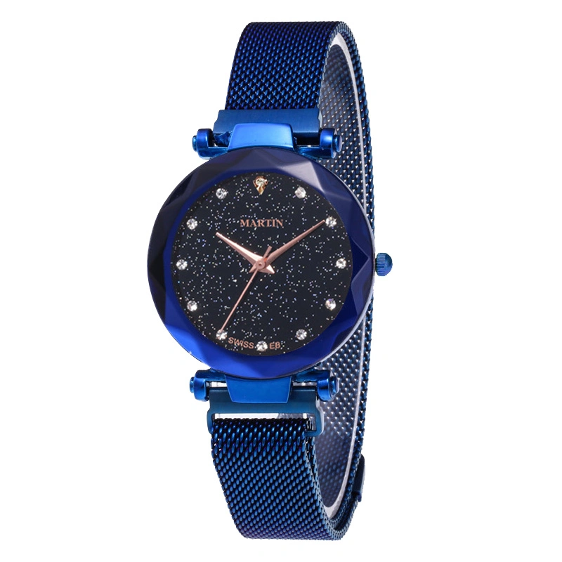 Bande magnétique de vente chaude maille Fashion Sexy Lady montre-bracelet bleu avec le Japon le mouvement