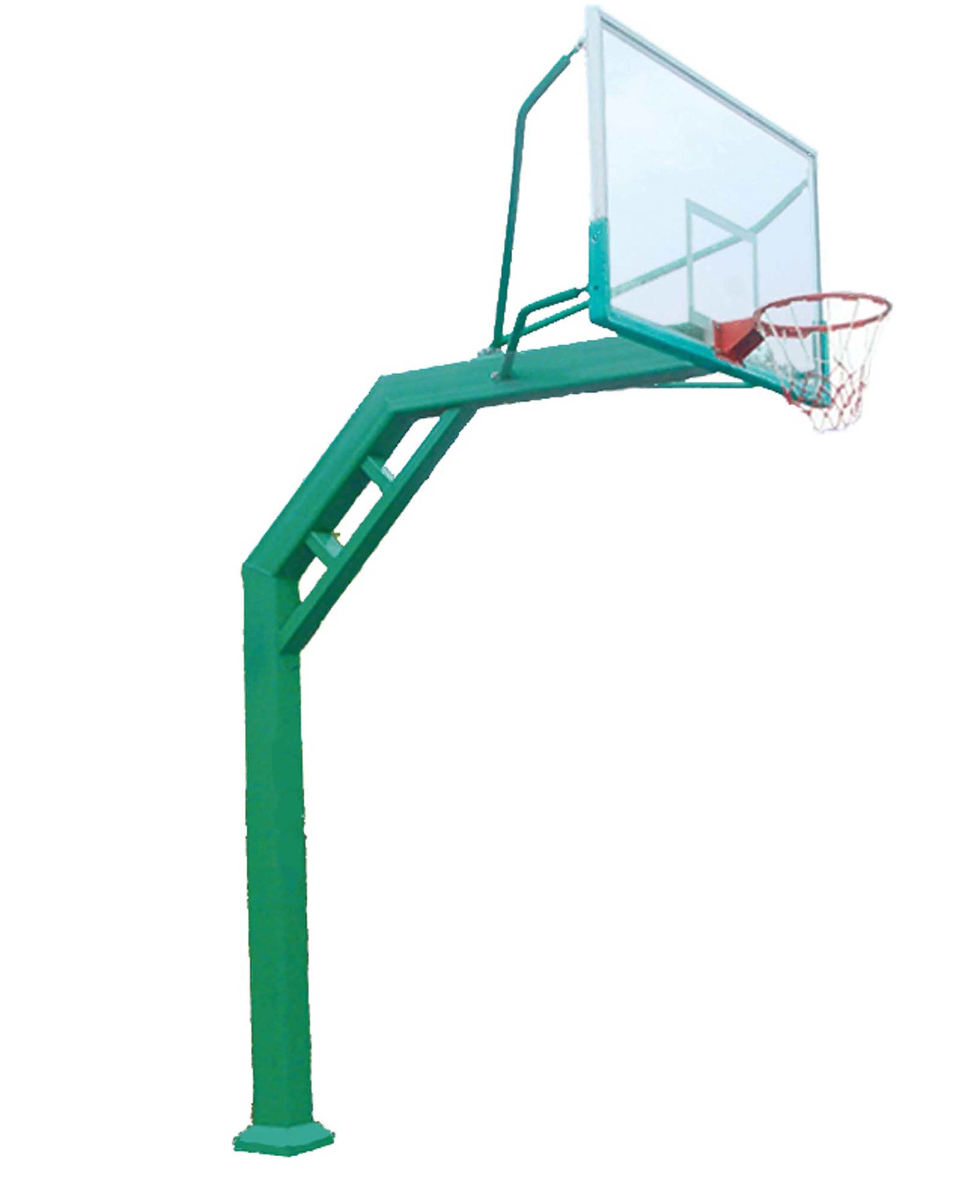 Großhandel in Ground Square Post Basketball Hoop Ziel Backstop-System Standfuß Standard mit gehärteter Glasrückwand