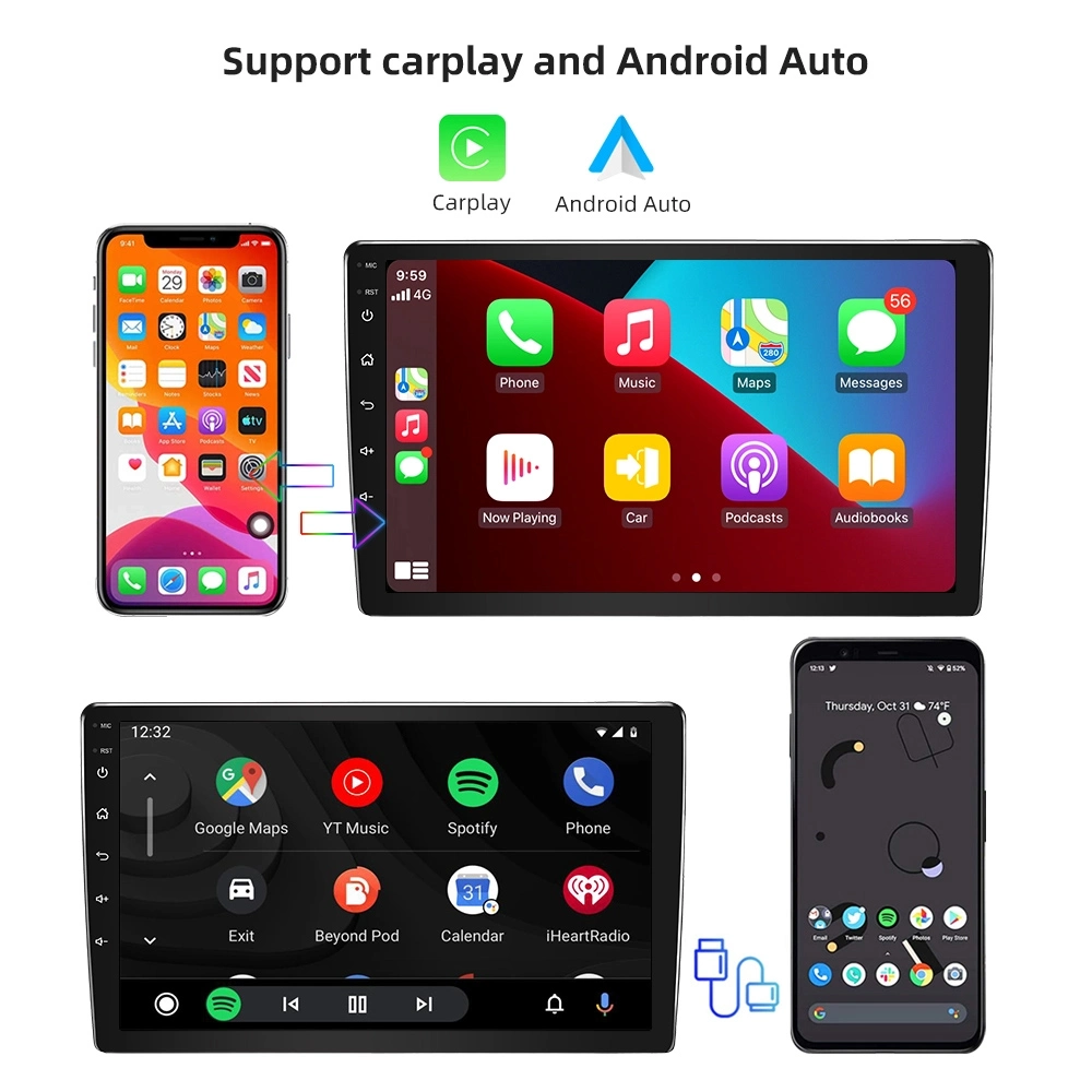 Сенсорный экран 10 дюймов 4G Android 10 Octa-Core FM am Car Радио