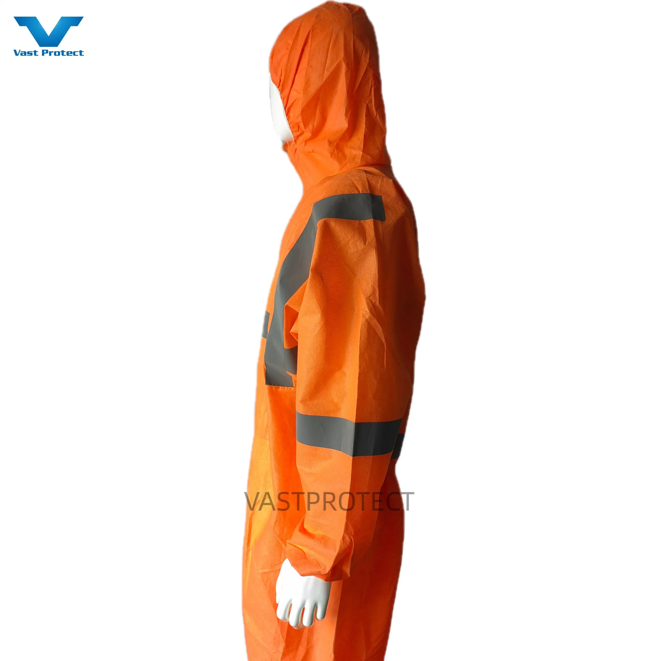 Australia Market PPE SMS Disposable Coveralls Orange Customized Protective Clothing