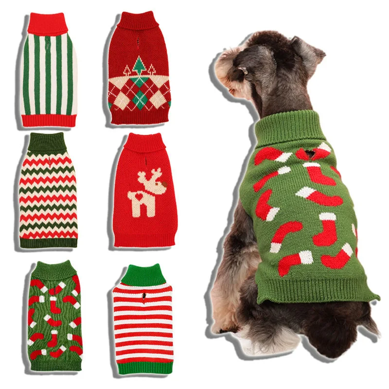 Christmas Cat Dog Knit Sweater Pullover Winter Dog Clothes Small Dog Chihuahua Yorkie Puppy Jacket Pet Clothing