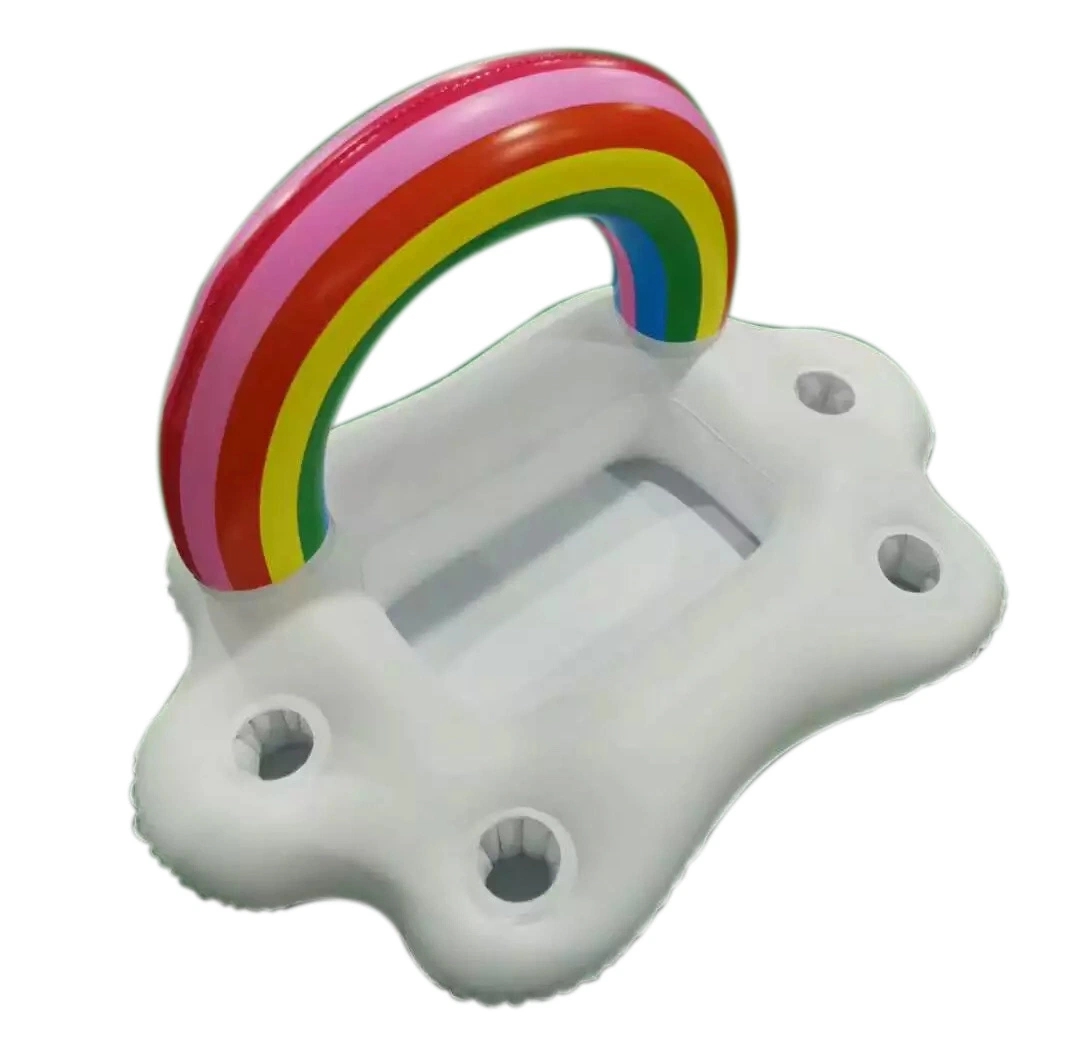 Fabrik Custom Aufblasbare Schwimmen Spiel Spielzeug Regenbogen Getränkehalter Kühler Pool Schwimmt