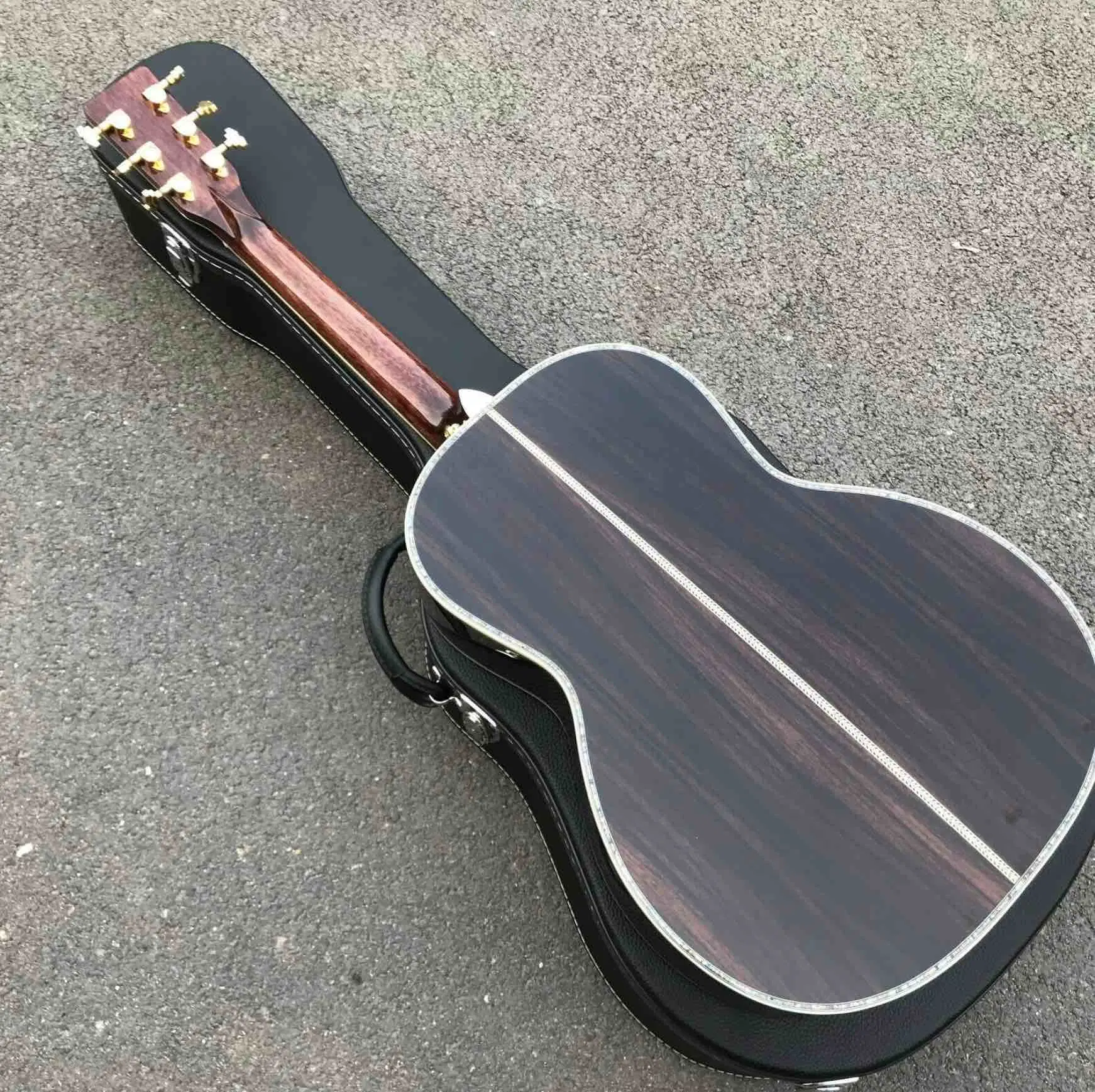 Abeto macizo personalizado Comienzo Abalone diapasón de ébano estilo Ooo guitarra acústica en color natural