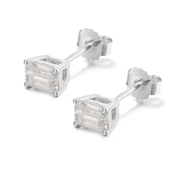 Customization Princess Cut Gra Moissanite 14K Gold Plated Earrings 6mm Stud Earring with D Gra Moissanite Platinum Gold Screw