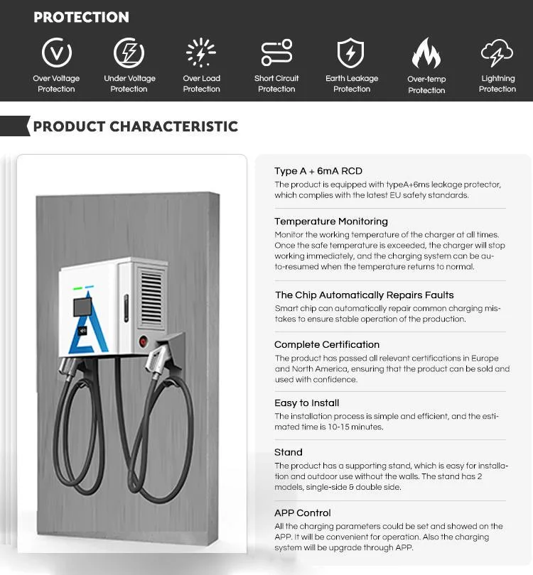 40kw IEC62196 CCS2 Chademo Dual Connectors DC Bus Fast Electric Vehicle Carcharging Station EV Charger with Touch Screen