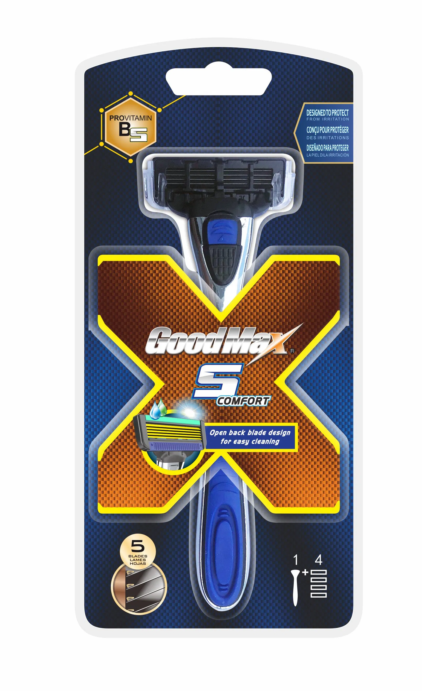 Five Blade System Razor with Washable Cartridges