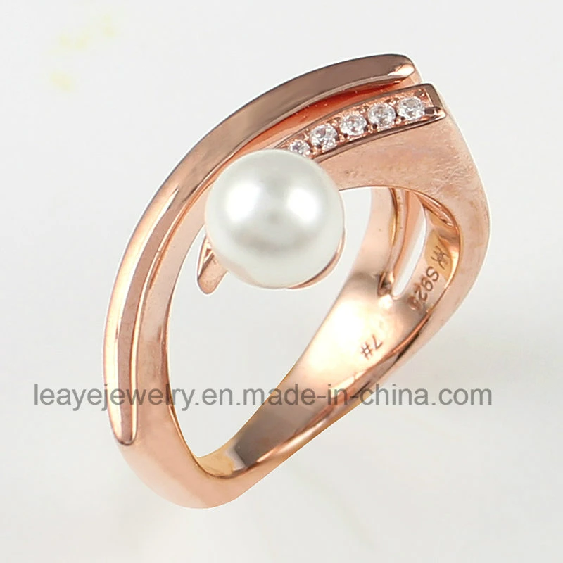 Honorable Simple Single Grain Pearl Women Ring 925 Silver Collection Jewelry