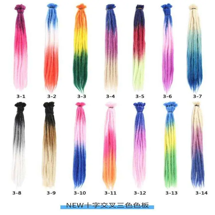 Cheap Long Natural Ombre Synthetic Handmade Afro Dreadlock Extensions Twist Braiding Hair