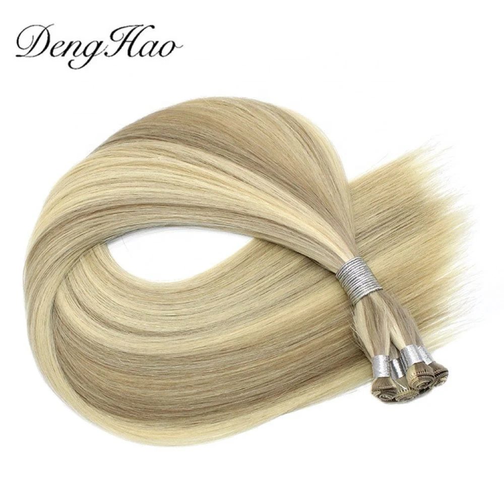 Best Quality Dyeable Factory Human Hair Extension Bundles Hand-Tied Hair Weaving Weft