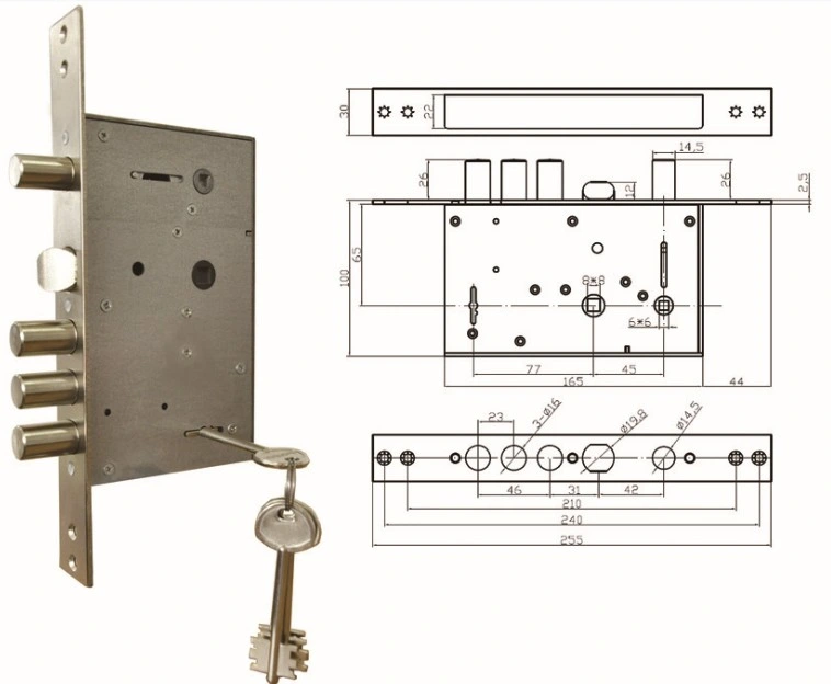 Iron Door Lockbody Lockcase Mortise Lock (189-3MS)