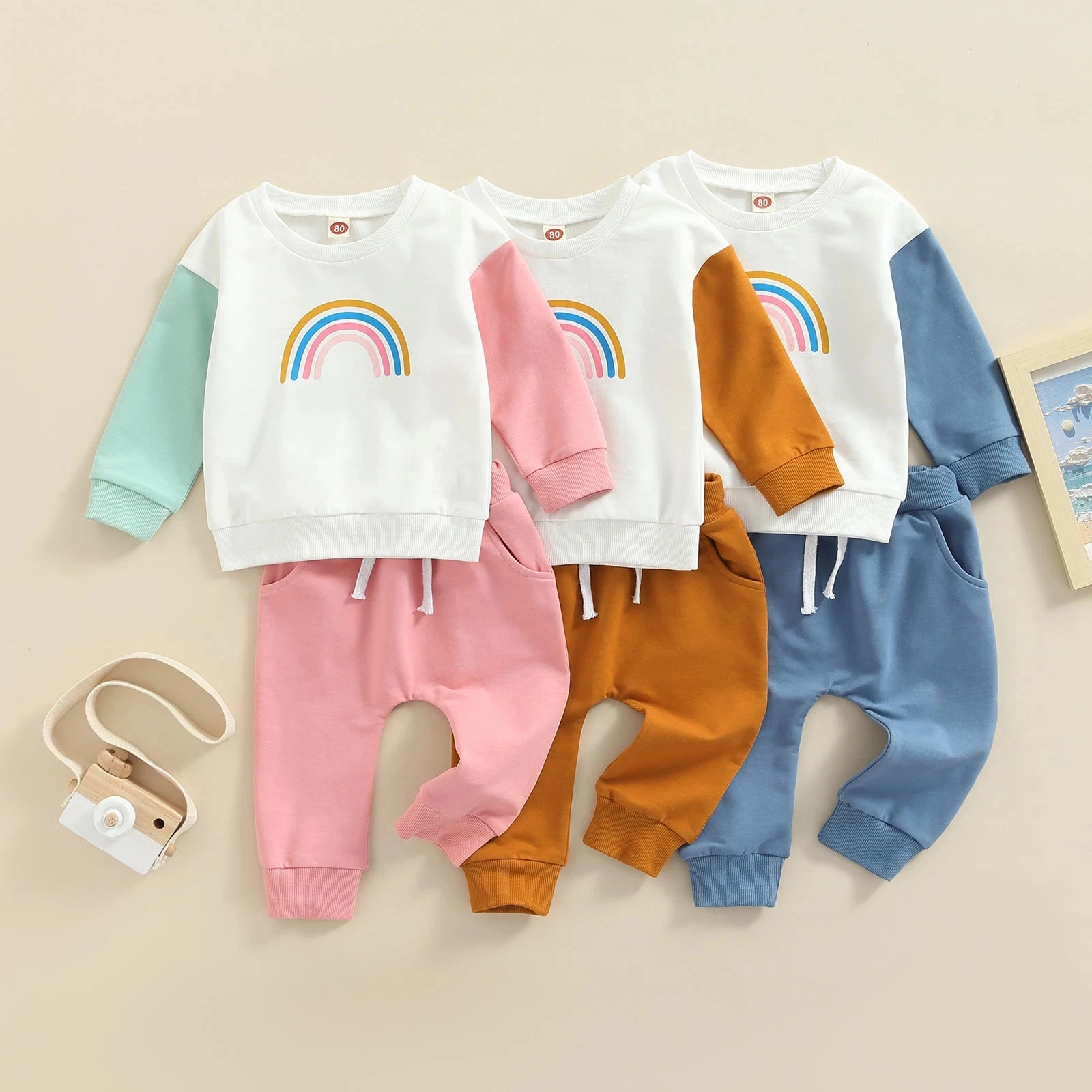 ABC Kids Unique Design Blue Lounge Set Organic Cotton Winter Baby Boy Clothing Soft Thermal Infant Clothes Set