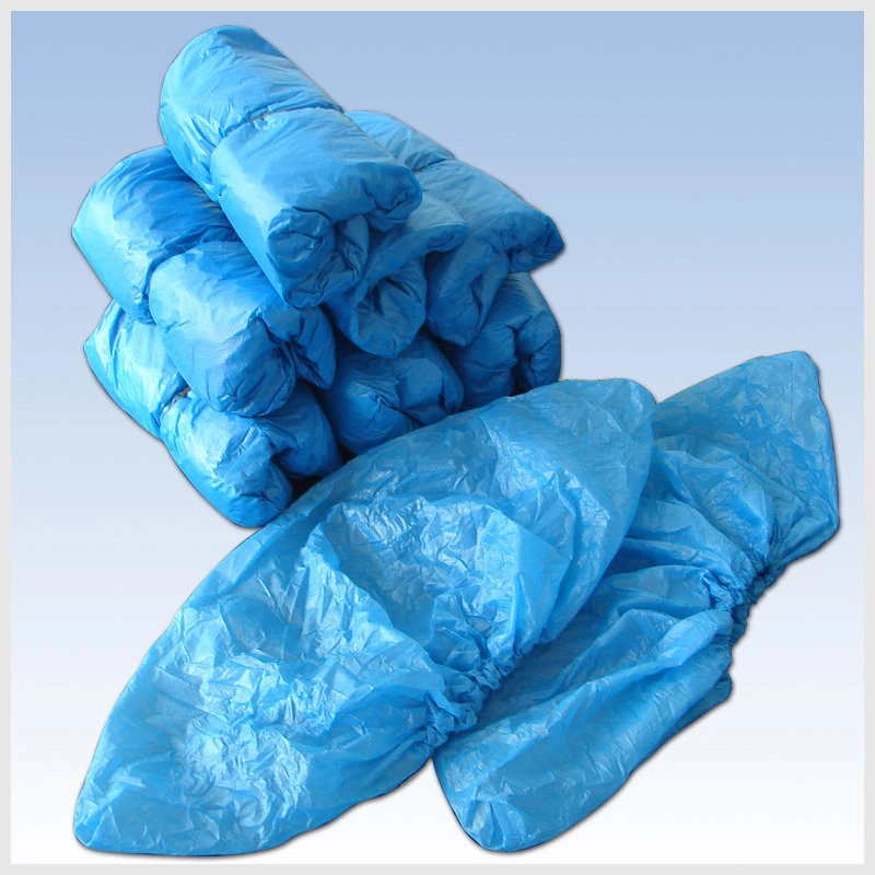 Plástico resistente al agua /No tejida desechables Shoecover PE en la parte superior elástica buenas ventas