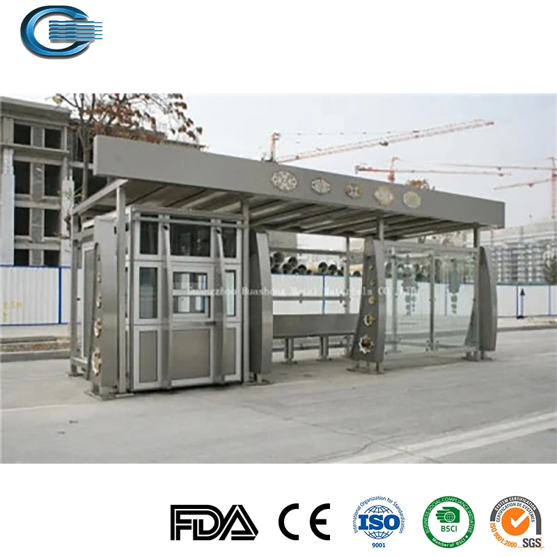 Huasheng China Metal Bus Stop Shelter Supplier Bus Stop LED Display Board Advertising Bus Station Shelters Covered Walkways Bus Stop