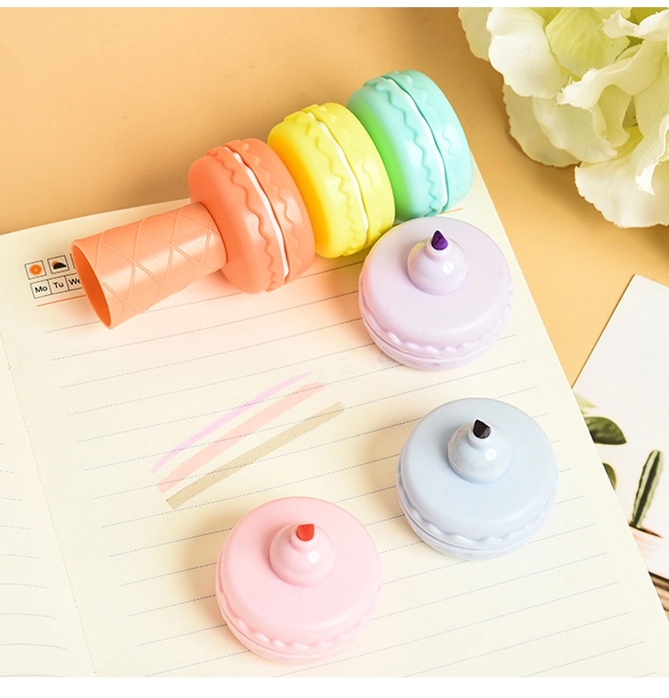 Wholesale Macaron Multicolor Cute Kawaii Marker Pen Stationery Highlighter