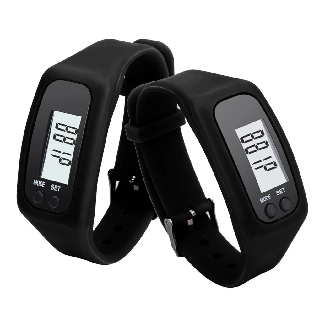 Outdoors Silicone Exercise Watch Wristband Pedometer Sports Running LCD Calorie Pedometer Step Counter