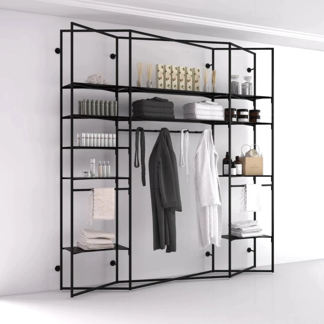 New Industrial Shelving System Slimline Cosmetics Rack with Metal Shelves