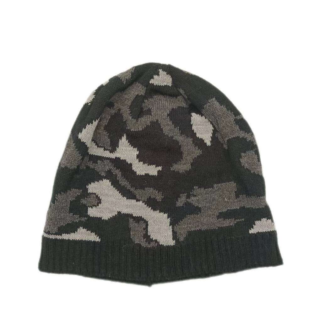 Boys Acrylic High quality/High cost performance  Camouflage Knitted Beanie Cap with OEM Color