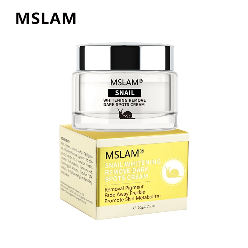 Mslam Crème efficace contre les taches de rousseur à base d'escargot 20g Hydratante Élimine le mélasma, les taches d'acné, les taches pigmentaires et la mélanine. Soin éclaircissant pour la peau.