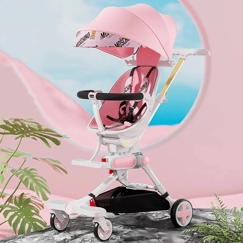 New High Landscape Baby Walker Artifact Can Sit Can Lie Baby Strollers Comfortable Eggshell Lightweight One Button Folding