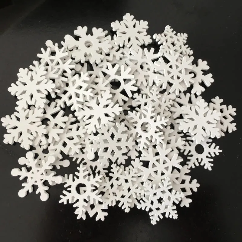 Wooden Crafts White Red Snowflake Christmas Series Wood Chips