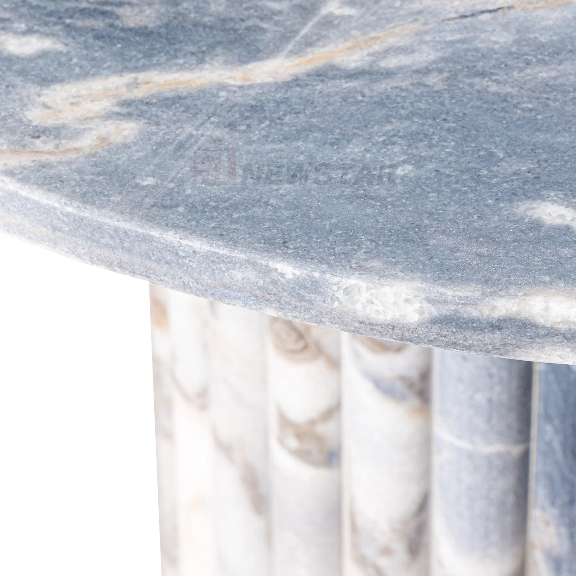 Luxury Home Furniture Marble Coffee Table Unique Design Ribbed Legs Tea Table Living Room Natural Stone Desk Oval Shape