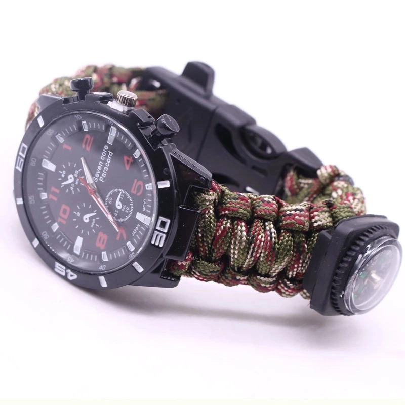 Multi Function Smart Wrist Watch Survival Bracelet Whistle Compass Sports Equipment