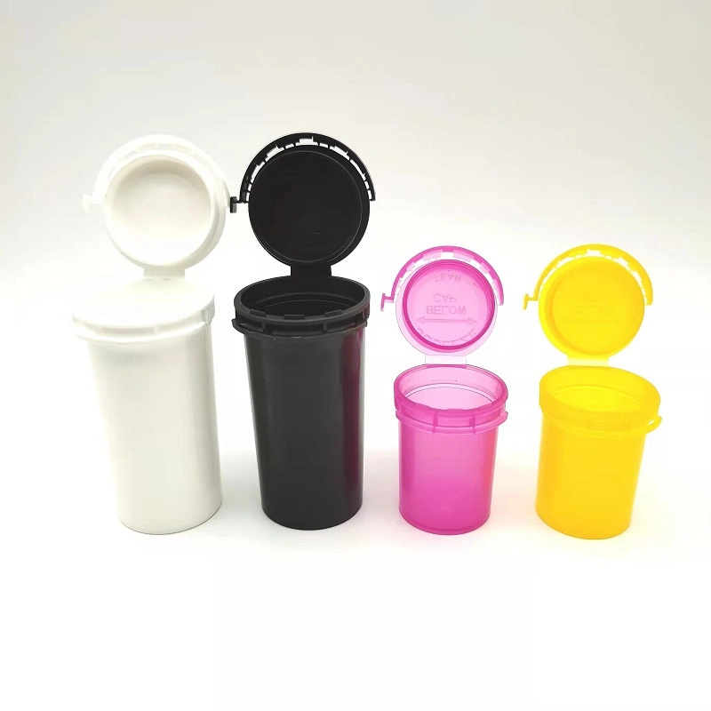Container 6 13 19 30 60 Drum Pop Top Vials Medical Plastic Containers Hinged Lid Pop Top Vials with Tamper Evident
